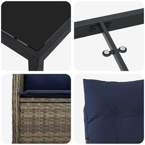 Conjunto de Jantar de Jardim com 5 Peças e Almofadas em Polirattan Pre