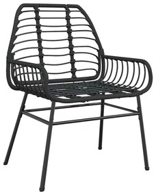 Conjunto de jantar jardim 9 peças vidro vime PE preto
