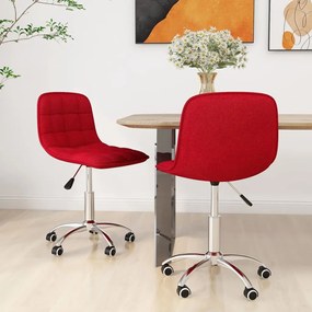 Cadeiras de jantar giratórias 2 pcs tecido vermelho tinto