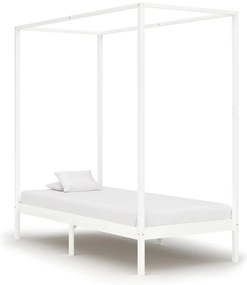 Estrutura de cama com toldo 90x200 cm pinho maciço branco