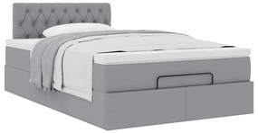 Cama otomana com colchão 120x200 cm tecido cinzento claro