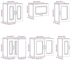 11 peças armário de cozinha conjunto Kalmar carvalho defumado