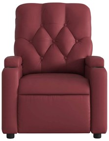 Poltrona massagens reclinável couro artificial vermelho tinto