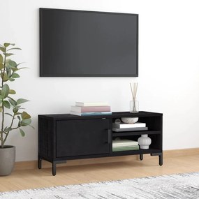 Móvel de TV 90x30x40 cm madeira de pinho maciça preto