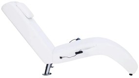 Chaise longue de massagem c/ almofada couro artificial branco