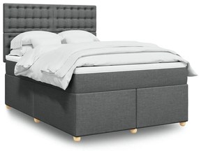 vidaXL Cama com molas/colchão 140x200 cm tecido cinzento-escuro