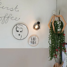 Foco Art Deco Preto com Vidro Fumado - Vidro