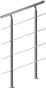 Corrimão para escadas com 4 suportes em aço inoxidável 107,5 x 80 cm Prateado