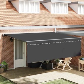 vidaXL Toldo Retrátil Antracite 450 × 350 cm Poliéster e Alumínio