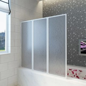 Painel de vidro dobrável para duche 3 peças 117 x 120 cm