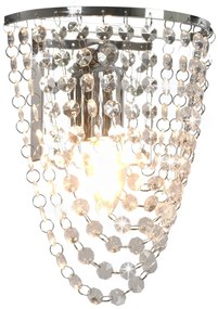 vidaXL Candeeiro de parede c/ contas cristal lâmpada E14 oval prateado