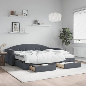 vidaXL Sofá-cama c/ gavetão e gavetas 90x200 cm veludo cinzento-escuro