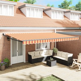 vidaXL Toldo Retrátil Automático Creme e Laranja 500x300 cm