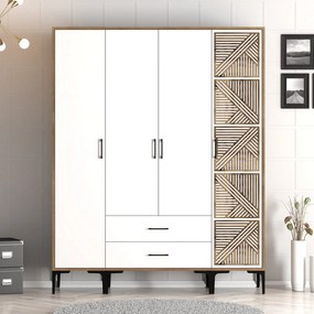 Guarda-Roupa Kumsal STP – Nogueira e Branco – 160x47,5x201,4 cm
