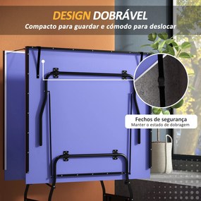 Mesa de Ping Pong Dobrável Profissional com Rodas Inclui 2 Raquetes e 3 Bolas para Interior e Exterior 274x152,5x76 cm Azul