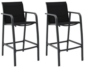 vidaXL Cadeiras de bar para jardim 2 pcs textilene preto