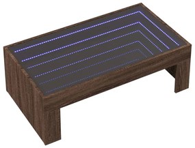 Mesa de centro luzes LED Infinity 90x50x30 cm carvalho castanho