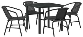 Conjunto de Jantar de Jardim com 5 Peças em Rattan Sintético Preto
