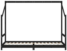 Estrutura de cama infantil 80x200 cm pinho maciço preto