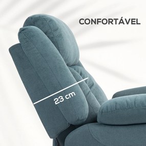 Poltrona Relax Reclinável Elétrica Elevatória com Porta USB Controlo Remoto Assento Amplo Apoio para os Pés Azul