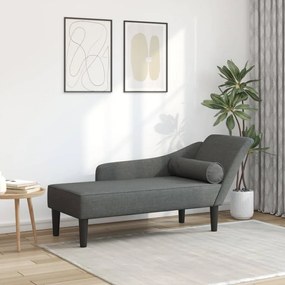 Chaise lounge com almofadões tecido cinzento-escuro