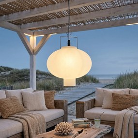 Candeeiro de suspensão exterior branco 35 cm com ficha IP44 - Pion