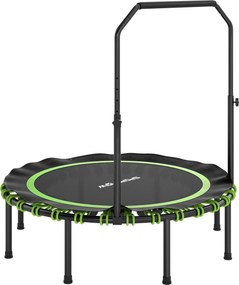 SPORTNOW Trampolim Fitness com corrimão ajustável, trampolim esportivo para interior e exterior, aço, plástico, verde | Aosom Portugal