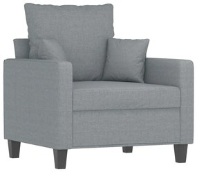 4 pcs conjunto de sofás com almofadas tecido cinzento-claro