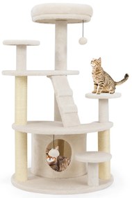 Arranhador para gatos com caverna, bola e escada bege
