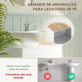 Móvel para Lavatório (não incluido) Pousar com 2 Portas de MDF 2 Prateleiras e Sistema Anti-Tombo para Casa de Banho 60x35x60 cm Branco