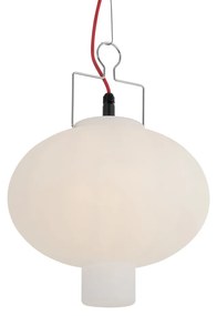 Candeeiro de suspensão exterior branco 35 cm com ficha vermelha IP44 - Pion