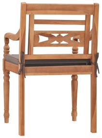 3pcs conj.jantar p/jardim c/almofadões cinza-escuro teca maciça