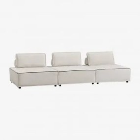 Sofá Modular De 3 Peças Em Tecido Vermont Chenille Bege Creme - Sklum