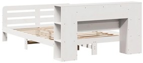Cama sem colchão 140x200 cm madeira de pinho maciça branco