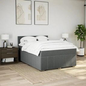 Cama com molas/colchão 140x200 cm tecido cinzento-escuro