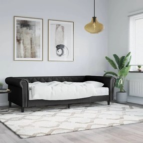 Sofá-cama com colchão 90x200 cm couro artificial preto