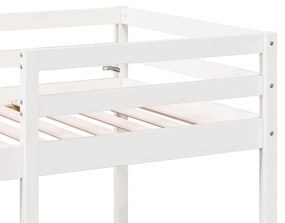 Cama alta c/ secretária/cadeiras 75x190 cm pinho maciço branco