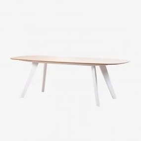 Mesa de jantar oval de madeira (240x100 cm) Onar Branco - Sklum