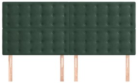 Cabeceira de cama 4 pcs veludo 100x5x78/88 cm verde-escuro