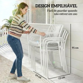 Conjunto de 4 Cadeiras de Jardim Exterior Empilháveis de PP (MESA NÃO INCLUIDA) com Encosto Curvado Assento com Ripas 55x58,5x81,5 cm Branco