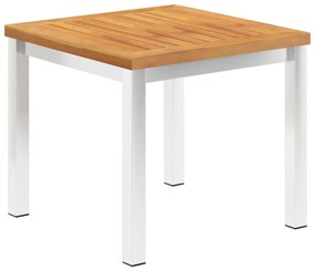 vidaXL Mesa de apoio jardim 45x45x38 cm acácia maciça/aço inoxidável