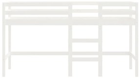 Cama alta p/ criança c/ escada 80x200 cm pinho maciço branco