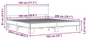 Estrutura de cama 180x200 cm derivados madeira/metal