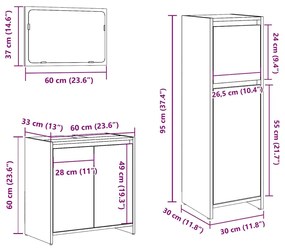 3 pcs móveis de casa de banho deriv. madeira carvalho artisiano