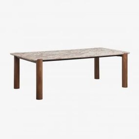 Mesa De Jantar Retangular 245x110 Cm Em Madeira De Manga E Mármore Oneca Mármore Bege Panther - Sklum