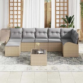 Conjunto de Sofá de Jardim 8 Peças com Almofadas Pretas de Rattan Sint
