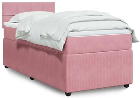 Cama com molas/colchão 90x200 cm veludo rosa
