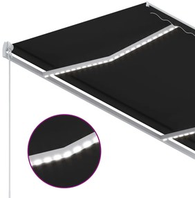 Toldo retrátil manual com LED 300x250 cm antracite