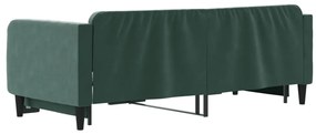 Sofá-cama com gavetão 90x200 cm veludo verde-escuro