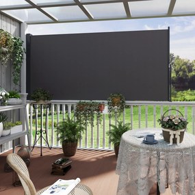 Toldo lateral com proteção contra olhares indiscretos, retrátil, 3 x 1,4 m, em alumínio e poliéster anti-UV de alta densidade (180 g/m²), cinzento esc